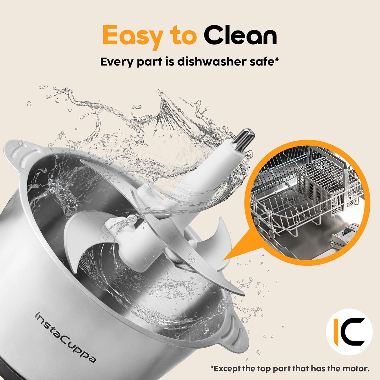 InstaCuppa Electric Chopper for Kitchen Use with 3 Attachments, 2 Litre Stainless Steel Meat Mincer, 300W Vegetable Cutter Machine with Garlic Peeler and Egg Whisker, Carrot Grater for Busy Moms