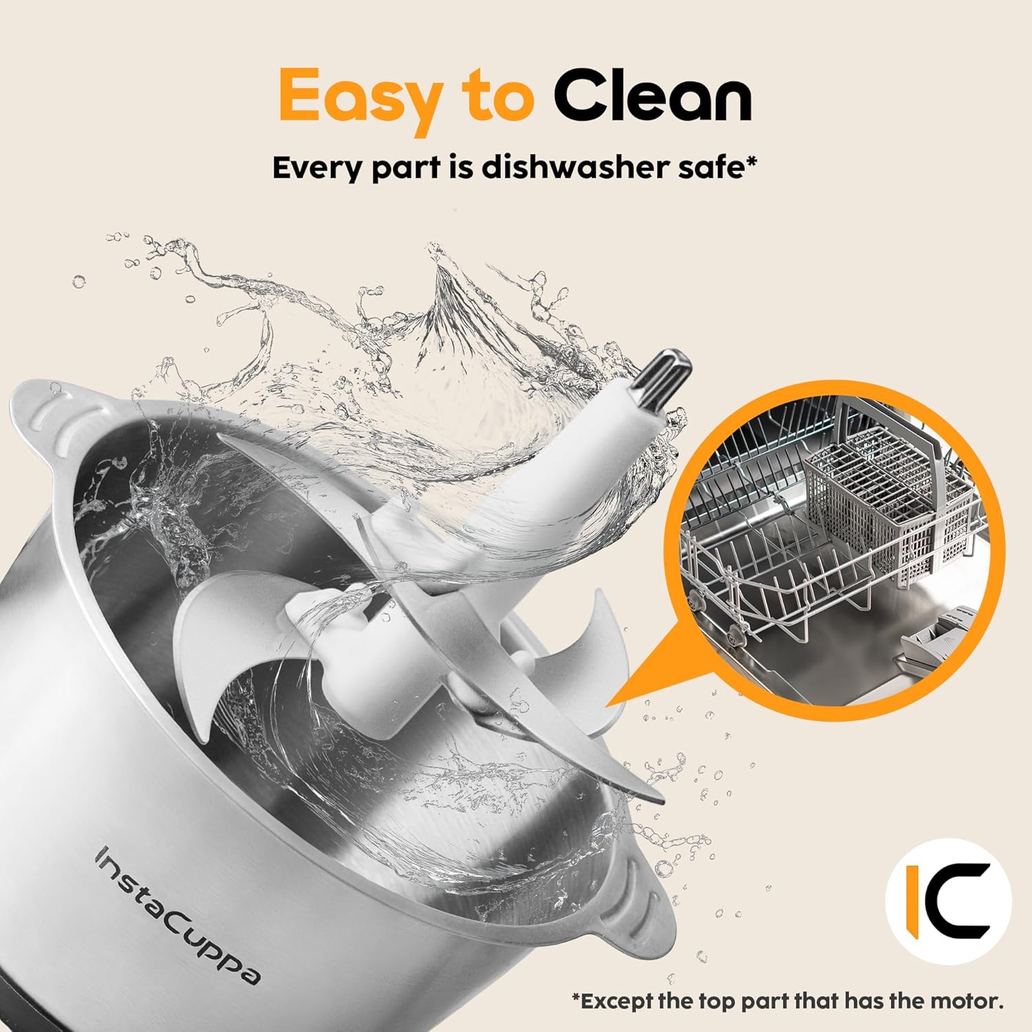 InstaCuppa Electric Chopper for Kitchen Use with 3 Attachments, 2 Litre Stainless Steel Meat Mincer, 300W Vegetable Cutter Machine with Garlic Peeler and Egg Whisker, Carrot Grater for Busy Moms