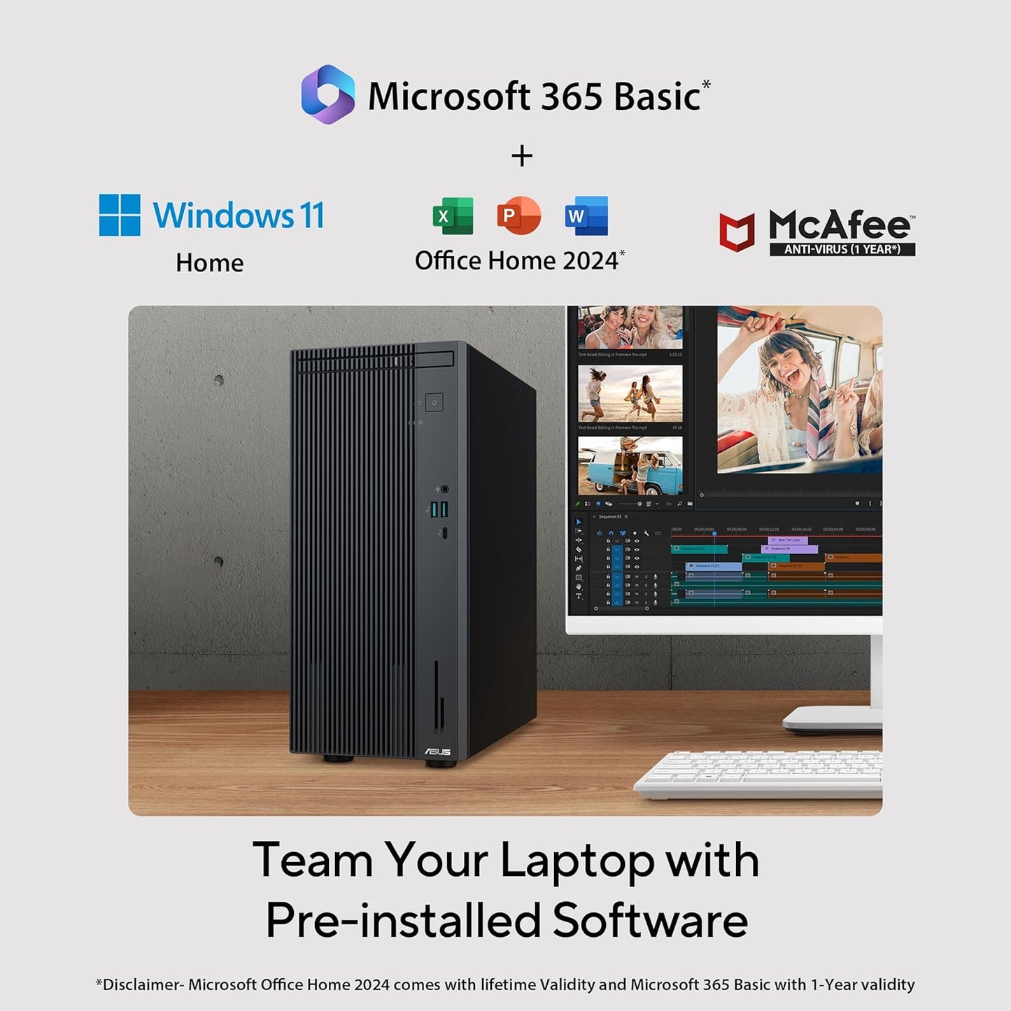 ASUS V500,13th Gen,Intel Core i7 Mini Tower PC(Intel UHD iGPU/8GB RAM/512GB SSD/Windows 11/M365 Basic (1Year)*/Office Home 2024/with Wired Keyboard & Optical Mouse (USB)/Gray/6 Kg) V500MV-13620H006WS