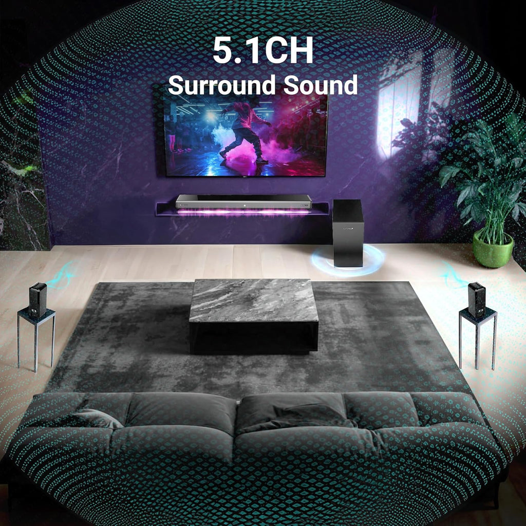 ZEBRONICS Juke BAR 9510WS PRO Dolby 5.1 Soundbar, Dolby Audio, 600 Watts, Wireless (Dual Rear Satellites & 6.5" Subwoofer), Triple Driver Soundbar, Bluetooth v5.1 | HDMI (ARC) | Optical | USB | AUX