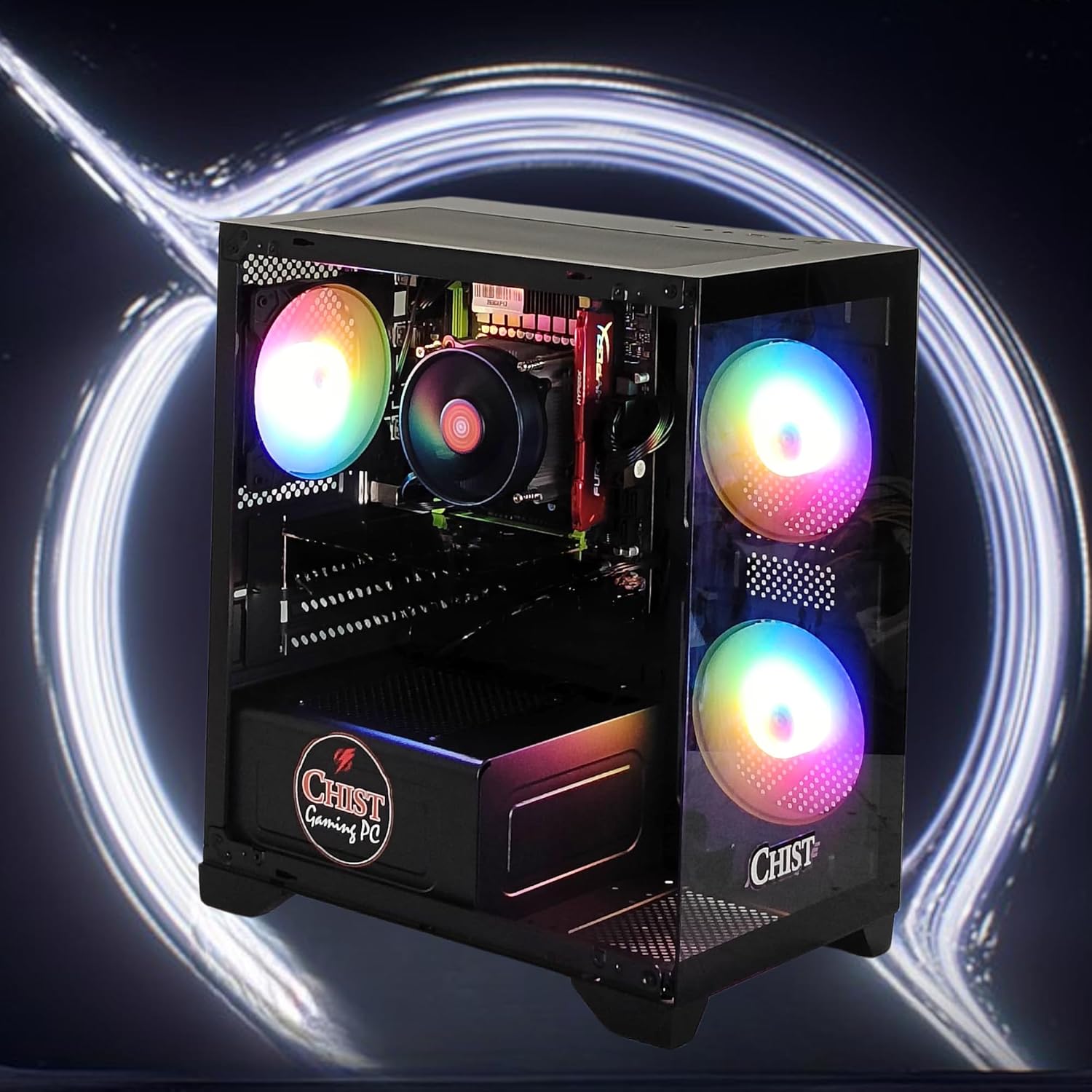 CHIST Gaming Tower PC AMD Radeon Graphics Windows AMD Ryzen 5 5600GT/ 16GB DDR4 Ram 1TB NVMe SSD/ 650 PSU (Black)