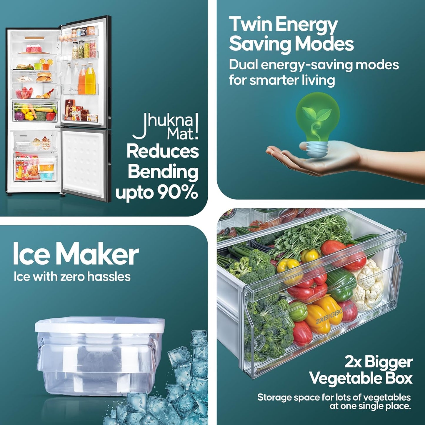 Haier 237 L, 3 Star, 8 In 1 Convertible, Twin Inverter Technology, Bottom Mounted Frost Free Double Door Refrigerator (HEB-243GB-P, GE Black)