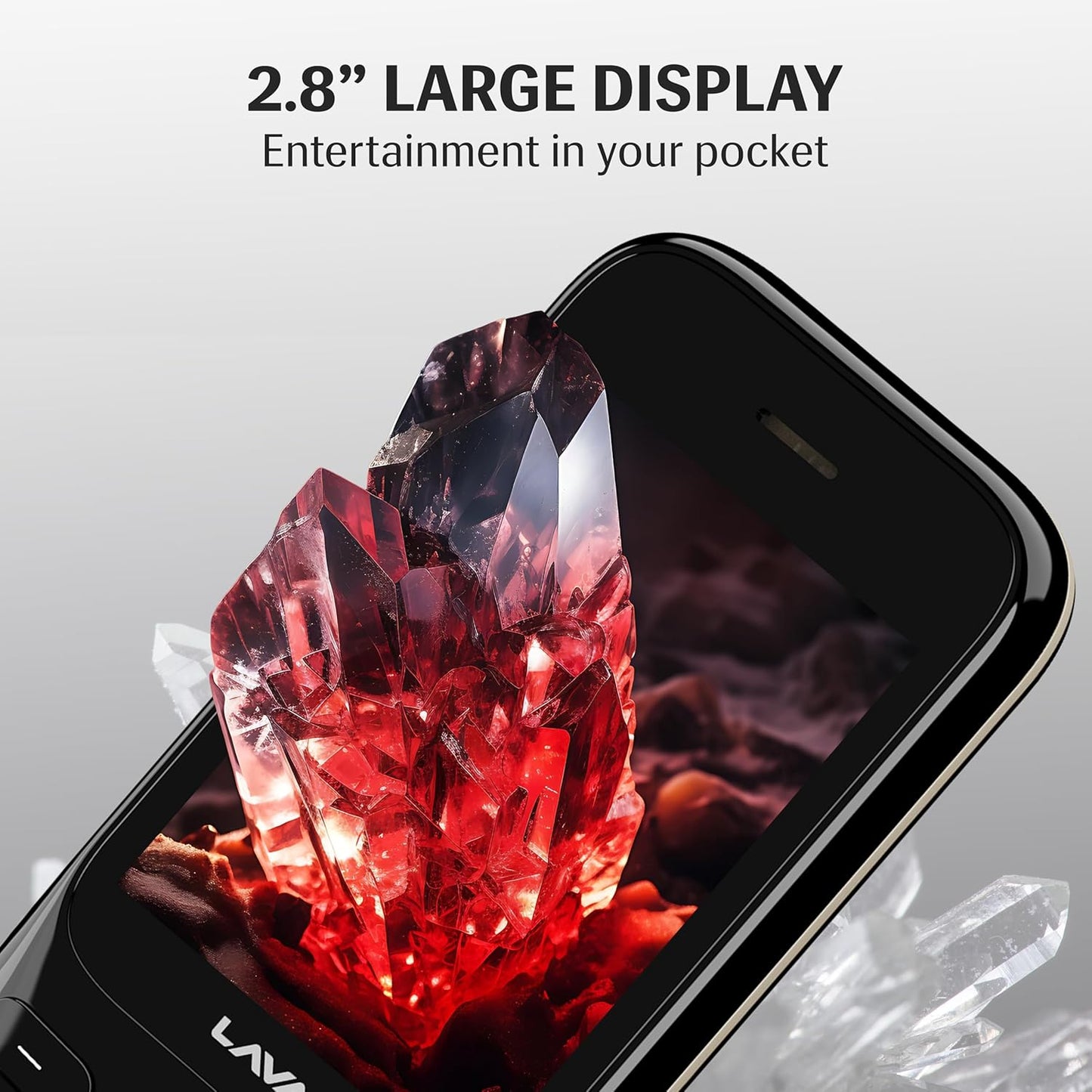 Lava Gem 2025 Dual Sim Keypad Phone (2.8" Display, Camera & Flash) | 2575mAh Smart AI Powerful Battery | Wireless FM & Recording | Stereo Speakers | Call Recording (Black Gold)
