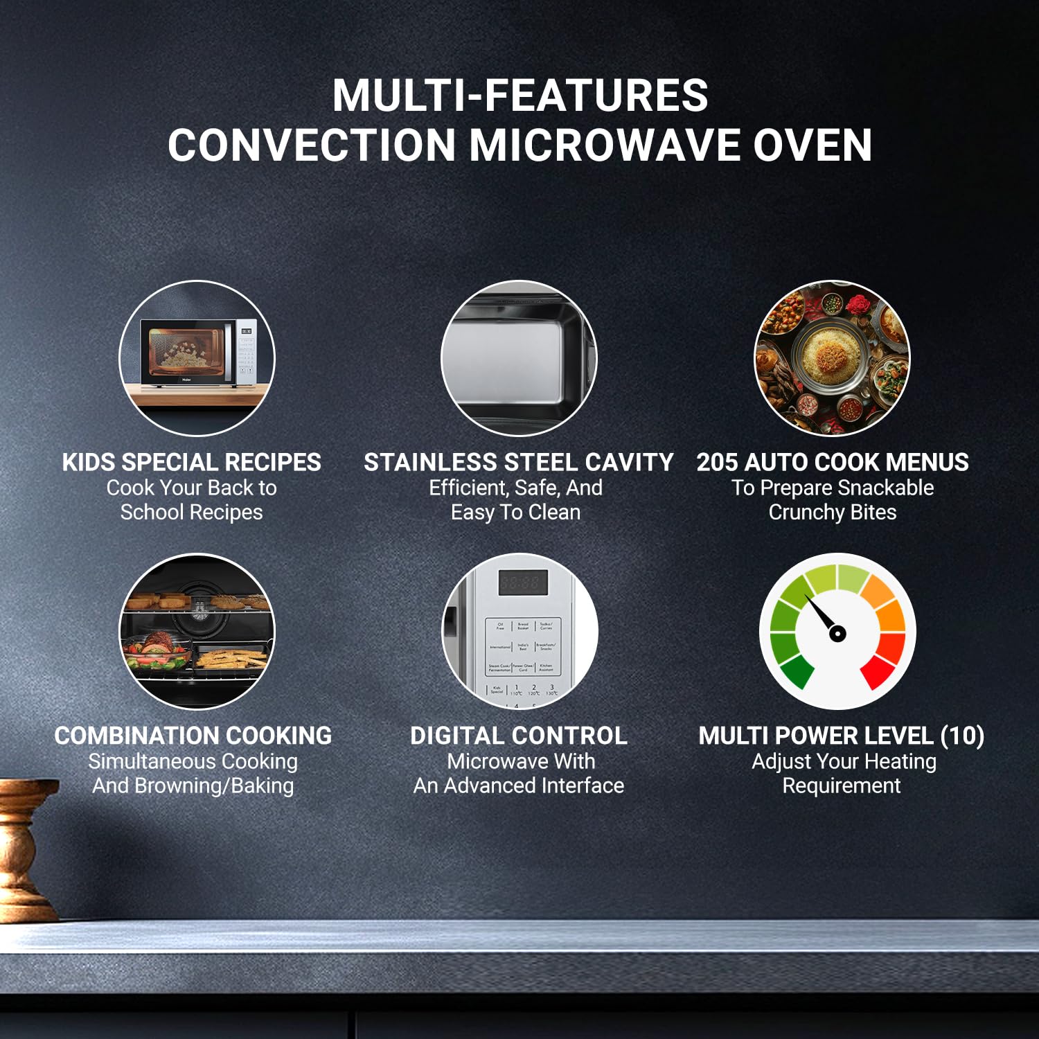 Haier 22L Convection Microwave Oven with KIDS Special Recipes (HIL2201CSSH,Silver)