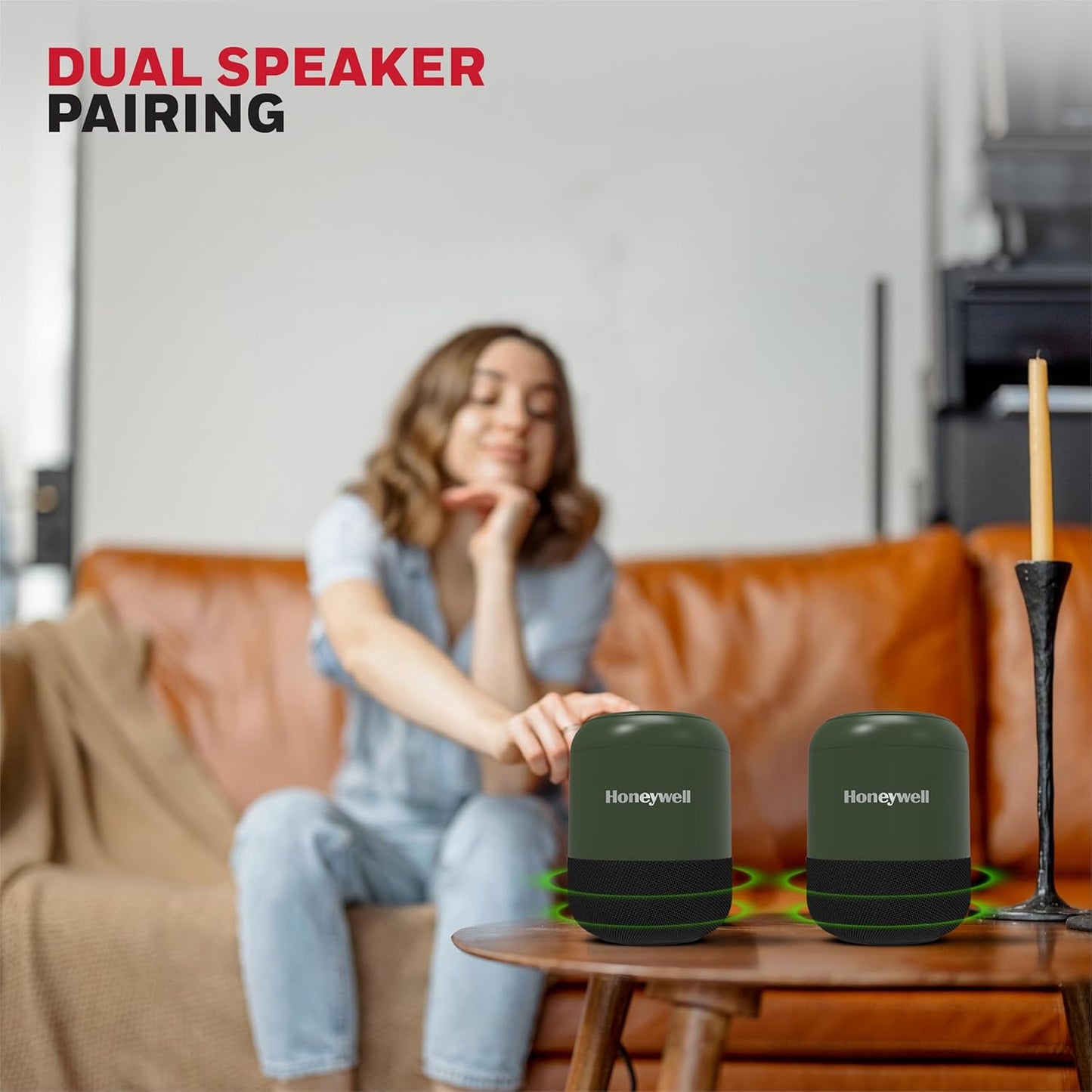 Honeywell Moxie V200 Wireless Bluetooth V5.3 Portable Speaker 5W, 12Hrs Playtime, Advanced 52mm Drivers, IPX4, Connect 2 Speakers with TWS Feature, Premium Stereo Sound, Multi Compatibility Mode