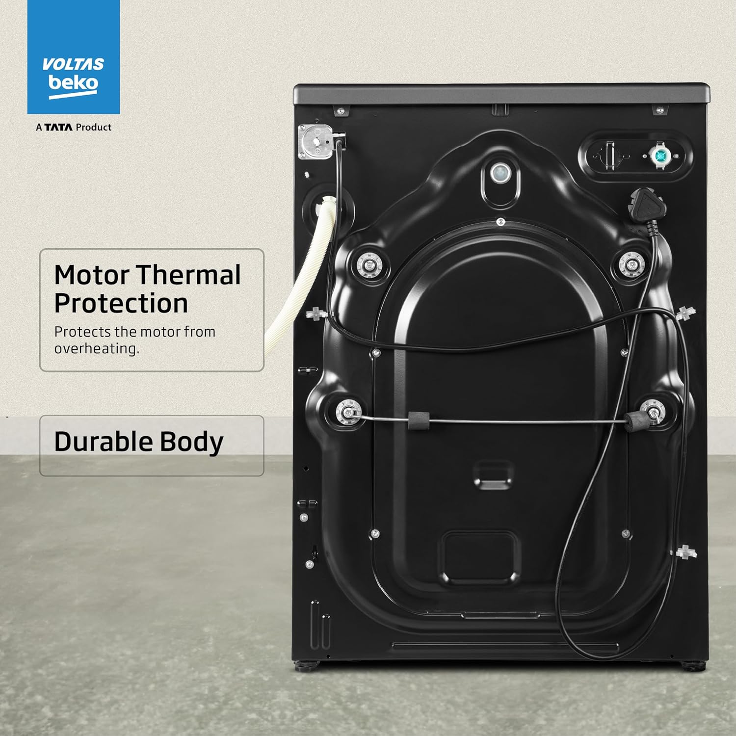 Voltas Beko, A Tata Product 8 Kg 5 Star Inverter Quick wash Fully-Automatic Front Loading Washing Machine (WFL8012B7JVBKA/AXV, Anthracite, In buit Heater/Hygiene steam)