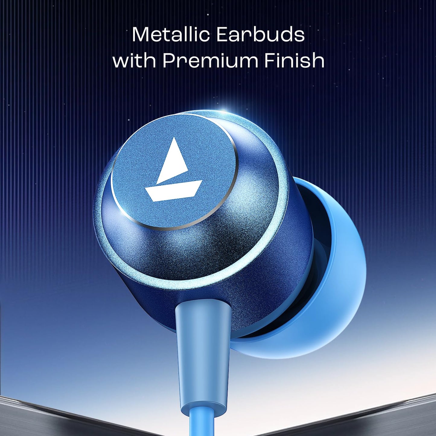boAt Bassheads 162 V2 Wired Earphones with 10Mm Drivers, Metallic in Ear Earbuds, Integrated Controls, in-Line Microphone, Ergonomic Fit, Braided Cable & 3.5Mm Jack(Calm Blue)