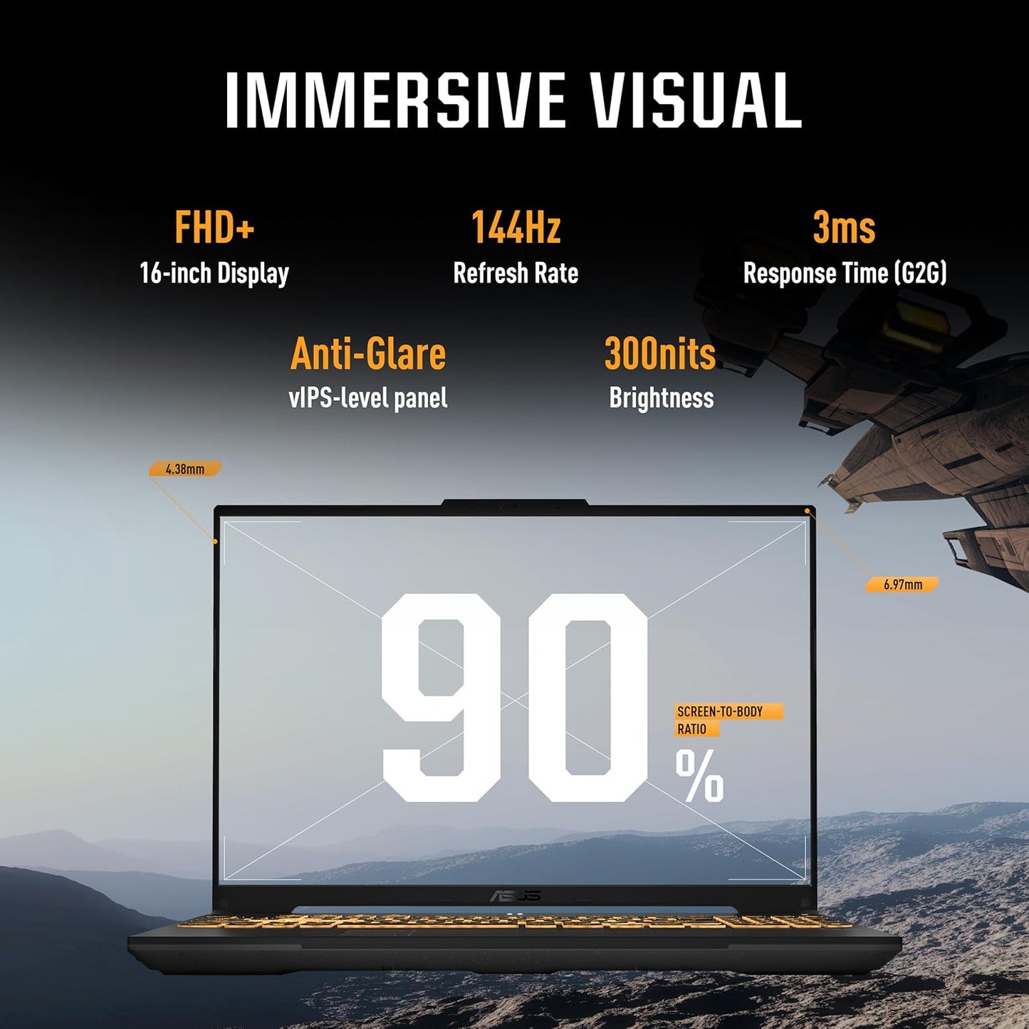 ASUS TUF Gaming F16,Intel Core 5 Processor 210H Gaming Laptop (RTX 3050A-4GB/65WTGP/16GB/512GB/FHD+/16"/144Hz/Windows 11/M365 Basic (1Year)*/Office Home 2024/Mecha Gray/2.20 Kg) FX607VB-RL087WS/76WS