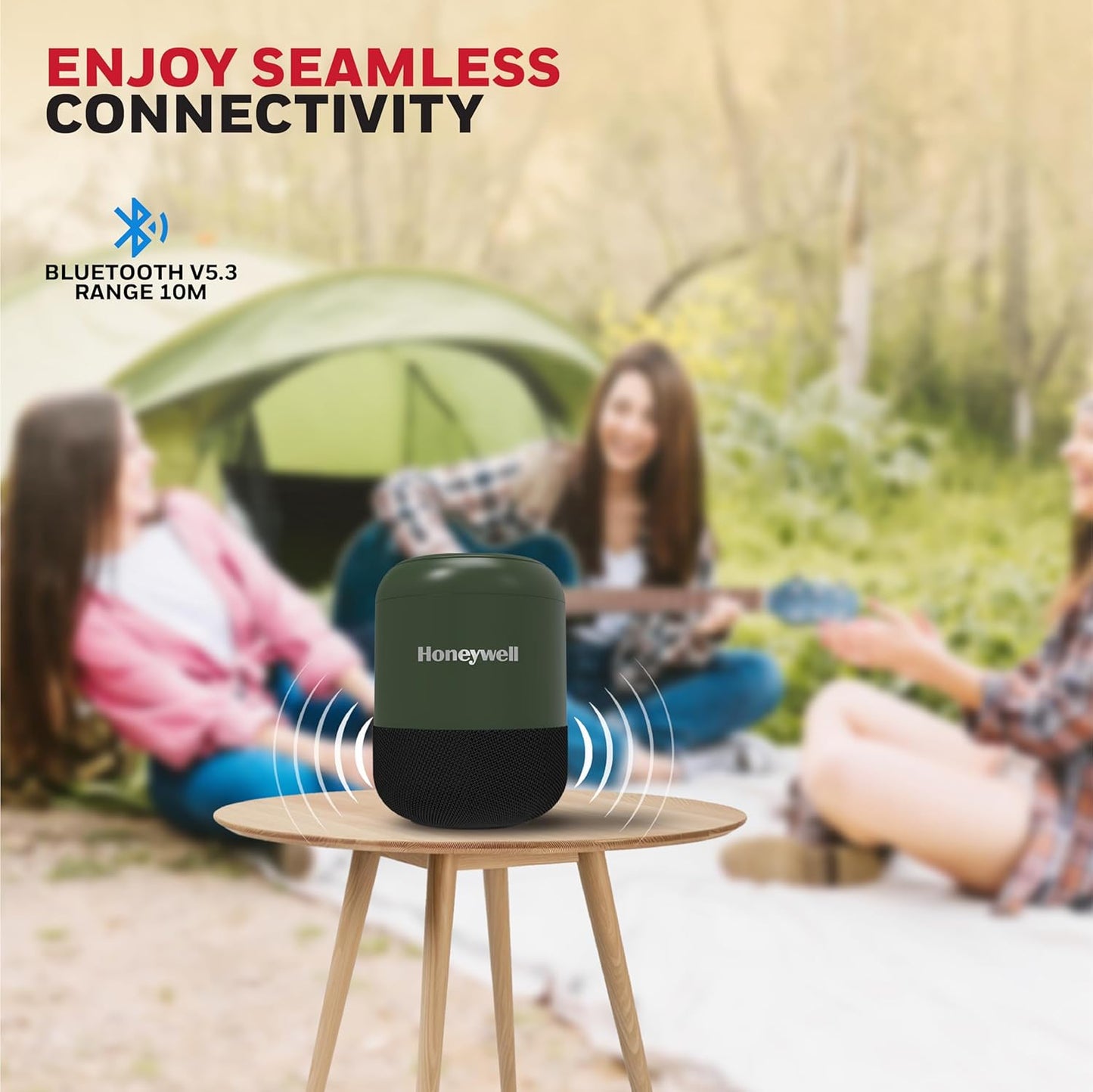 Honeywell Moxie V200 Wireless Bluetooth V5.3 Portable Speaker 5W, 12Hrs Playtime, Advanced 52mm Drivers, IPX4, Connect 2 Speakers with TWS Feature, Premium Stereo Sound, Multi Compatibility Mode