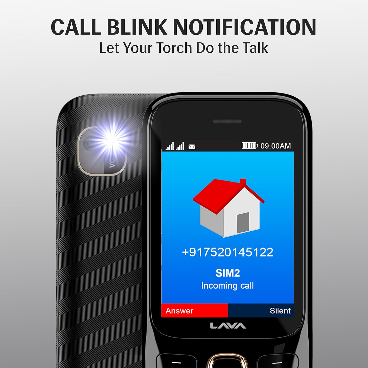 Lava Gem 2025 Dual Sim Keypad Phone (2.8" Display, Camera & Flash) | 2575mAh Smart AI Powerful Battery | Wireless FM & Recording | Stereo Speakers | Call Recording (Black Gold)