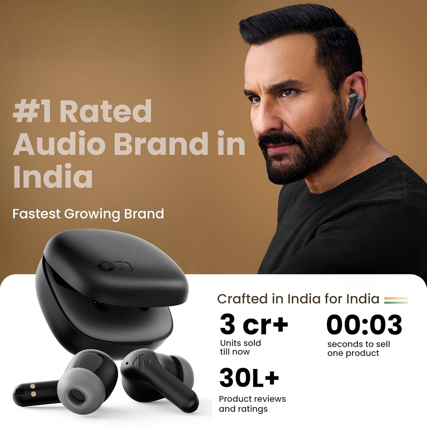 GOBOULT K10 Truly Wireless Bluetooth in Ear Earbuds with 50H Playtime, 4 Mic Clear Calling, 45ms Low Latency, 10mm Drivers, Touch Controls, Type-C Fast Charging, TWS Ear Buds Wireless (Ice Blue)