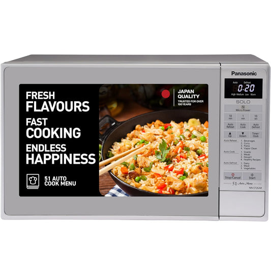 Panasonic 20L Solo Microwave Oven (NN-ST26JMFDG, Silver, 51 Auto Menus)