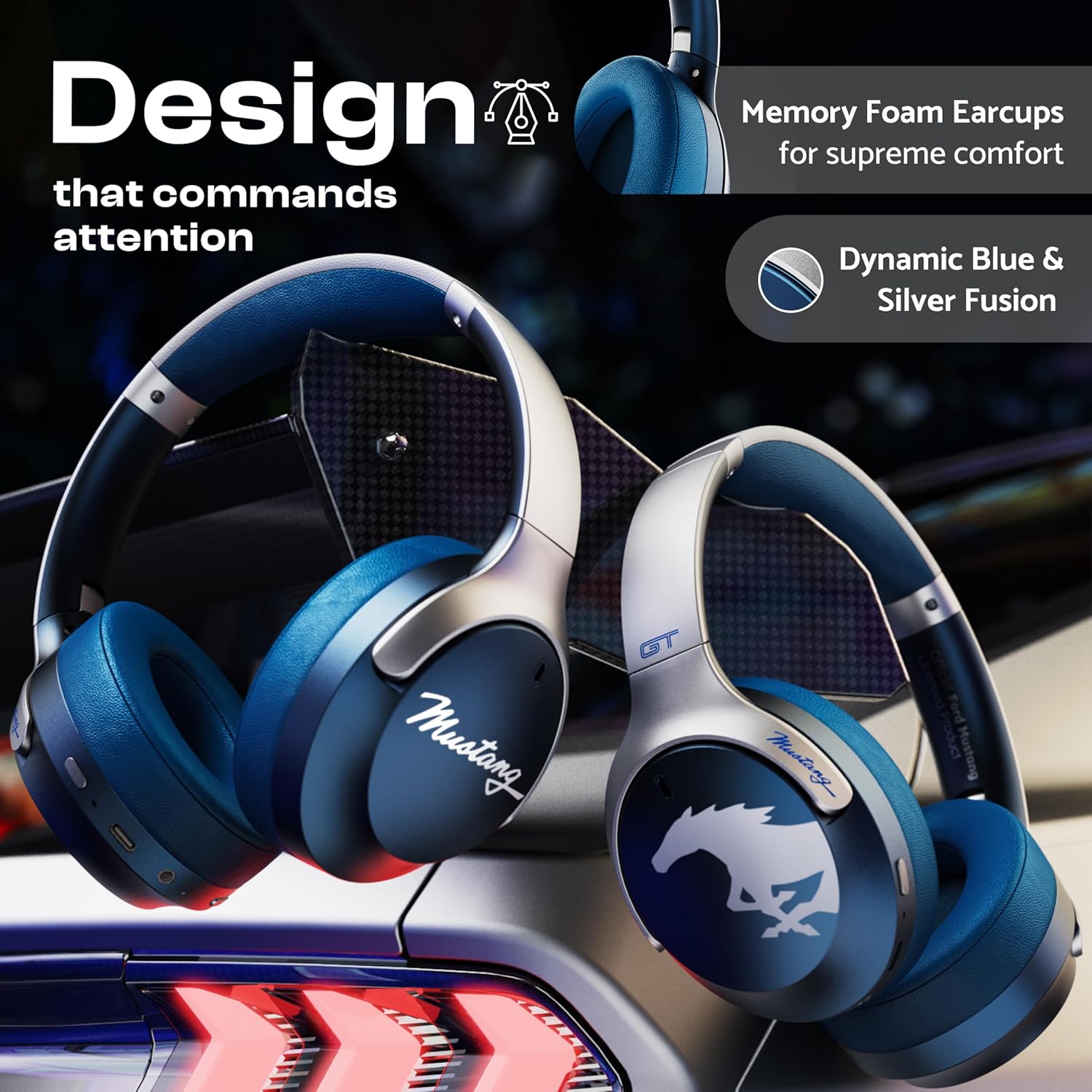 Boult GOBOULT X Mustang Q Over Ear Bluetooth Headphones with 70H Playtime, 40mm Bass Drivers, Zen ENC Mic, Type-C Fast Charging, 4 EQ Modes, Bluetooth 5.4, AUX Option, IPX5 Wireless Headphones