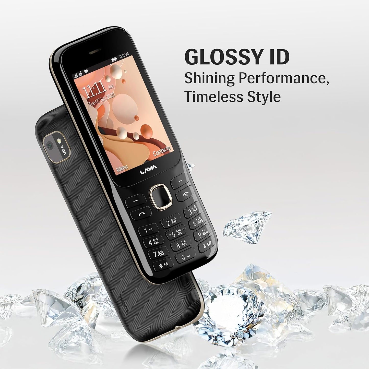 Lava Gem 2025 Dual Sim Keypad Phone (2.8" Display, Camera & Flash) | 2575mAh Smart AI Powerful Battery | Wireless FM & Recording | Stereo Speakers | Call Recording (Black Gold)