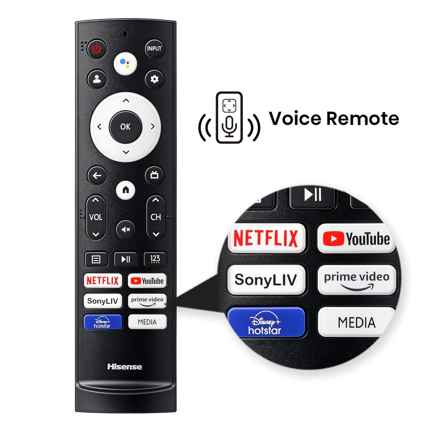 Hisense 164 cm (65 inches) E6N Series 4K Ultra HD Smart LED Google TV 65E6N (Black)