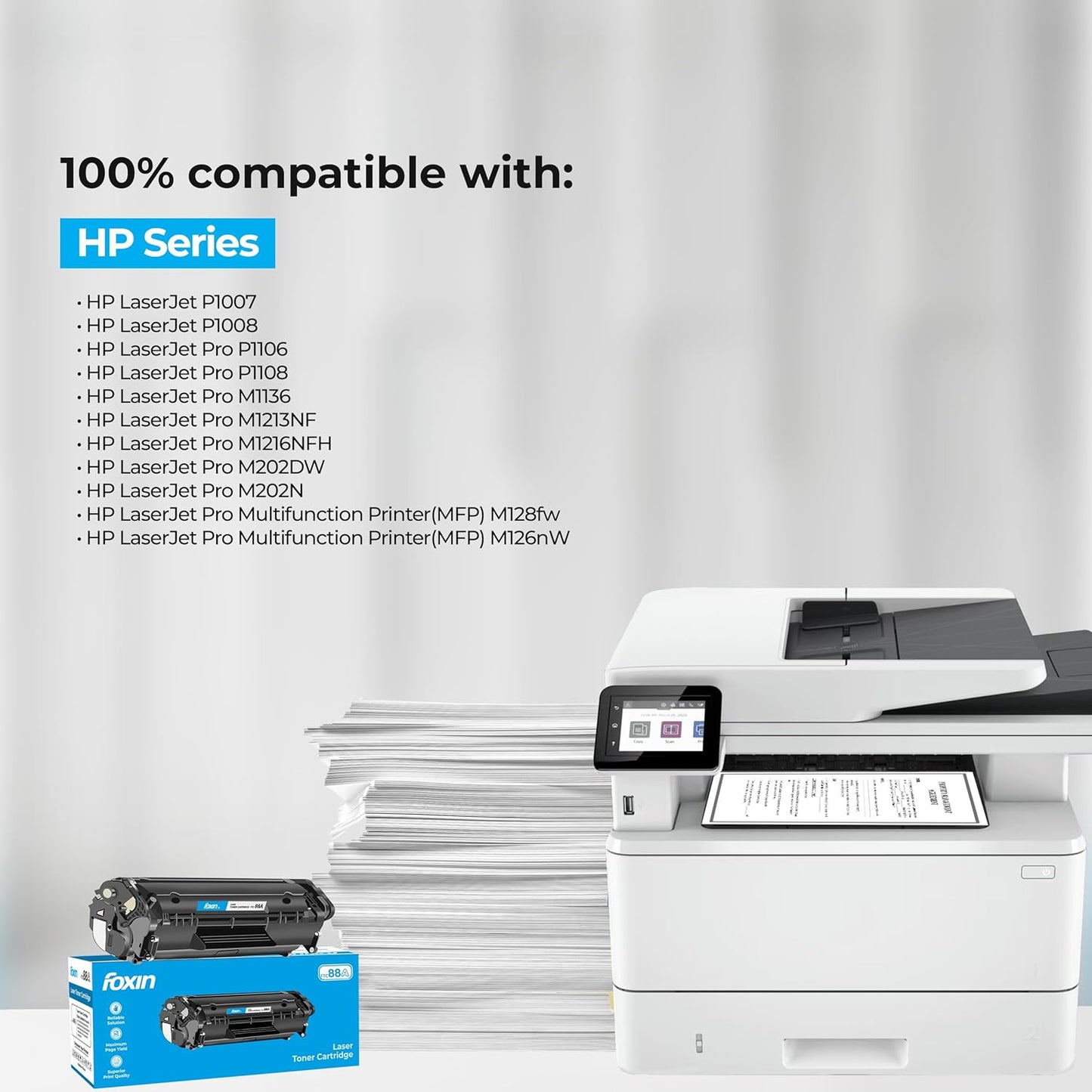 FOXIN FTC 88A/CC388A Black Laser Toner Cartridge Compatible for HP Laserjet Printer M1136, MFP, P1007, P1106, P1108, P1008, M1213nf, MFP, M126nw MFP, M1218nfs, M128fw MFP, M128fn , MFP, M226DW, M226DN