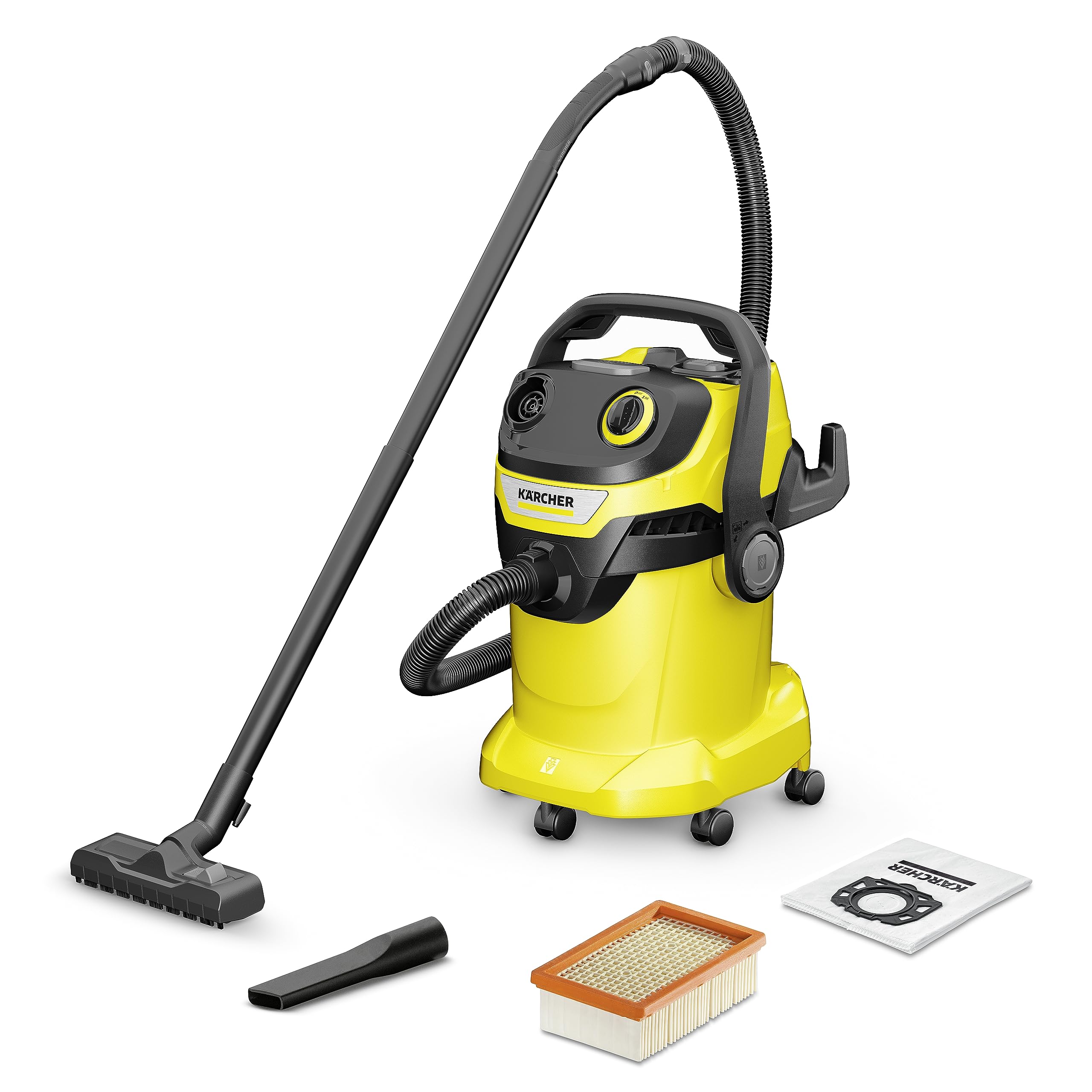 KARCHER Wd 3 V Wet & Dry Vacuum Cleaner, 23 kPa Suction Power, 17L Tank, 1000W Blower Function, Cartridge Filter & Fleece Filter Bag, for Home, Car & Furniture Cleaning, German Tech