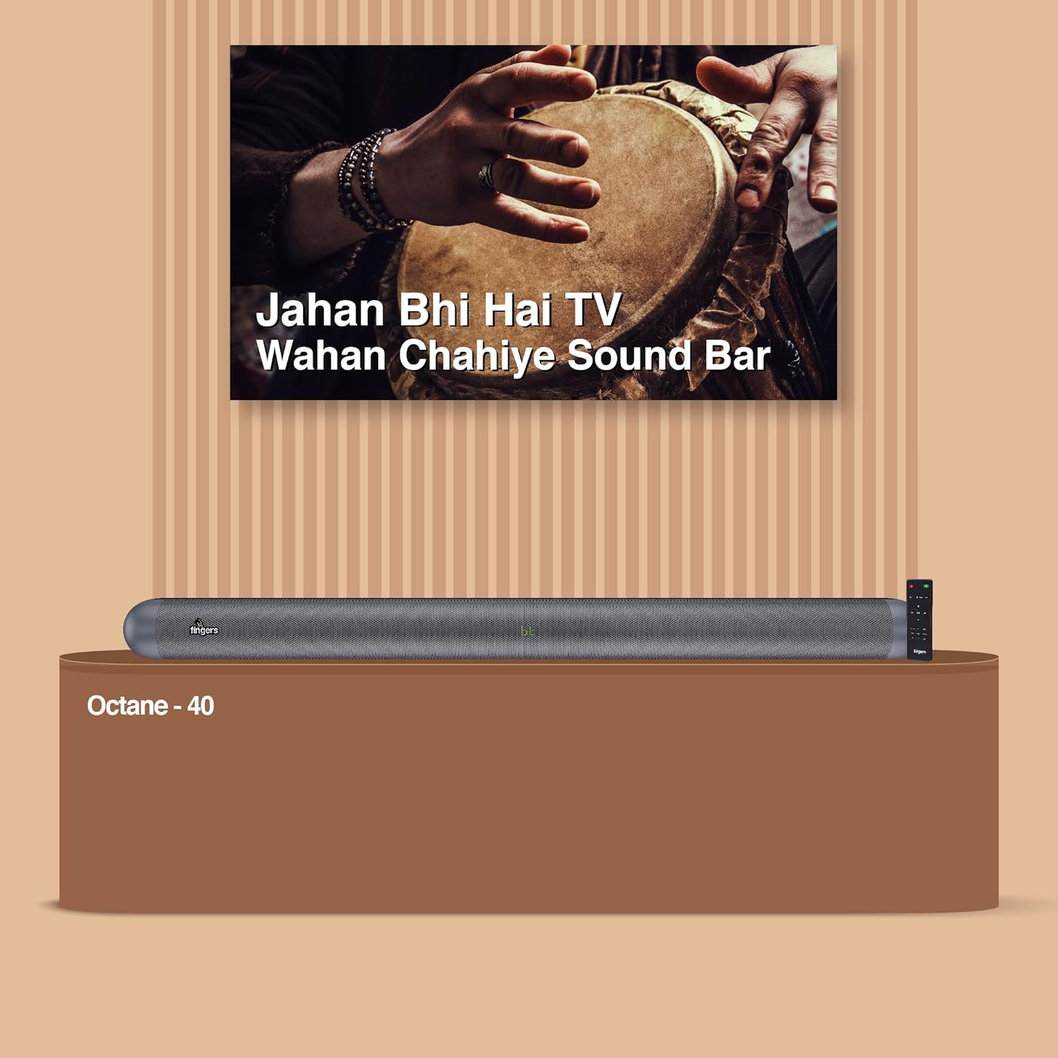 FINGERS Soundbar Octane-40 Sound Bar with 40 W Cinema-Like Immersive Audio (Multiple Connectivity Modes | HDMI ARC | Customized EQ Modes | Remote Control)