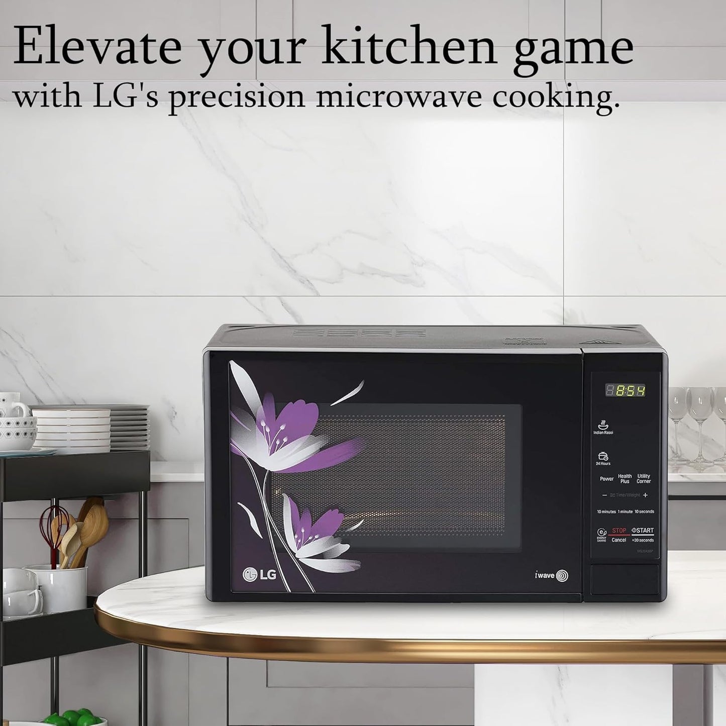 LG 20 L Solo Microwave Oven (MS2043BP, Black, Health plus Menu, I-Wave Technology, Indian Cuisine, Even Reheat & Defrost, Auto Cook Menu, Anti-Bacterial Cavity & Steam Clean)
