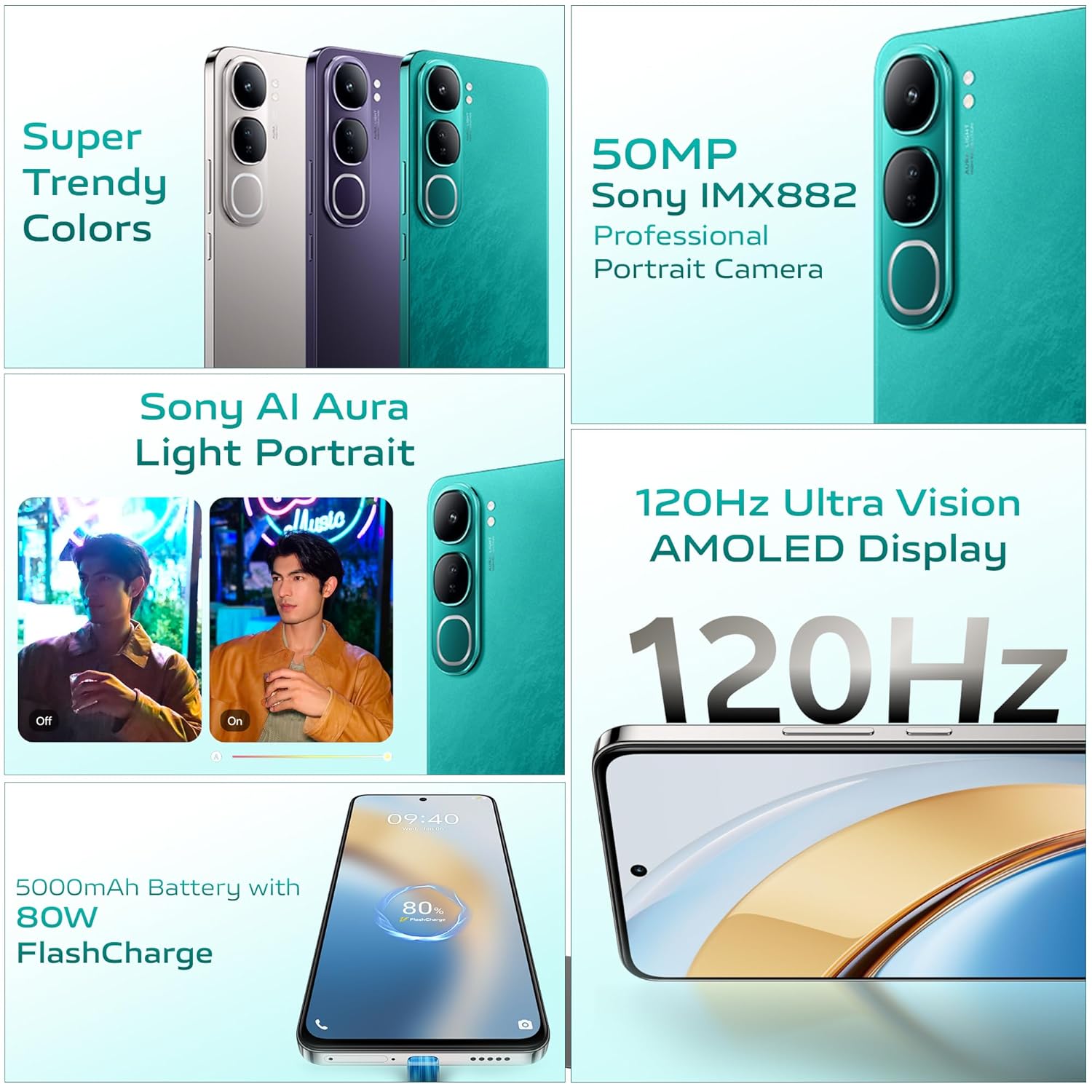 Vivo Y300 5G (Emerald Green, 8GB RAM, 128GB Storage) with No Cost EMI/Additional Exchange Offers