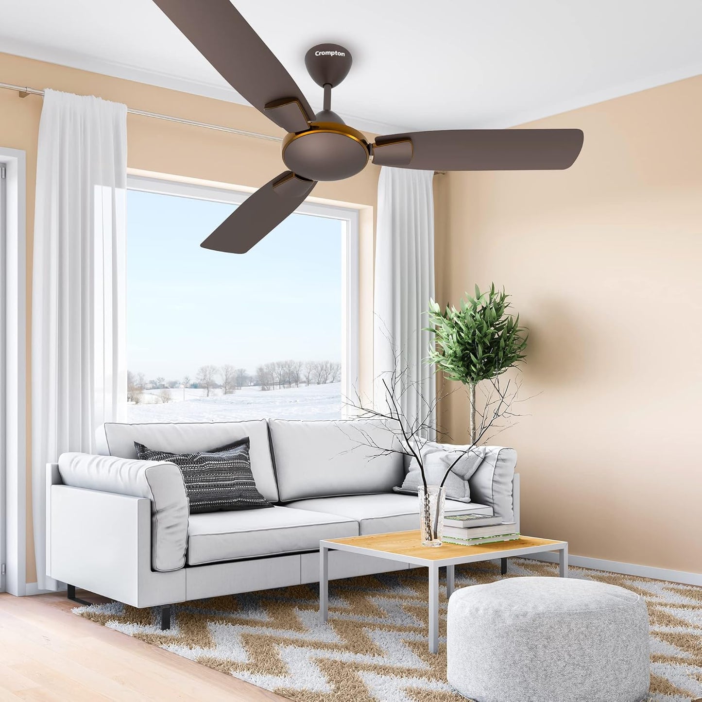 Crompton Highspeed Toro 1200 mm Designer Ceiling Fan | BEE Star Rated Energy Efficient | Anti-Dust | Active Power Technology | Upto 50% Less Heating | 2 Year Manufacturer Warranty | Magic Brown