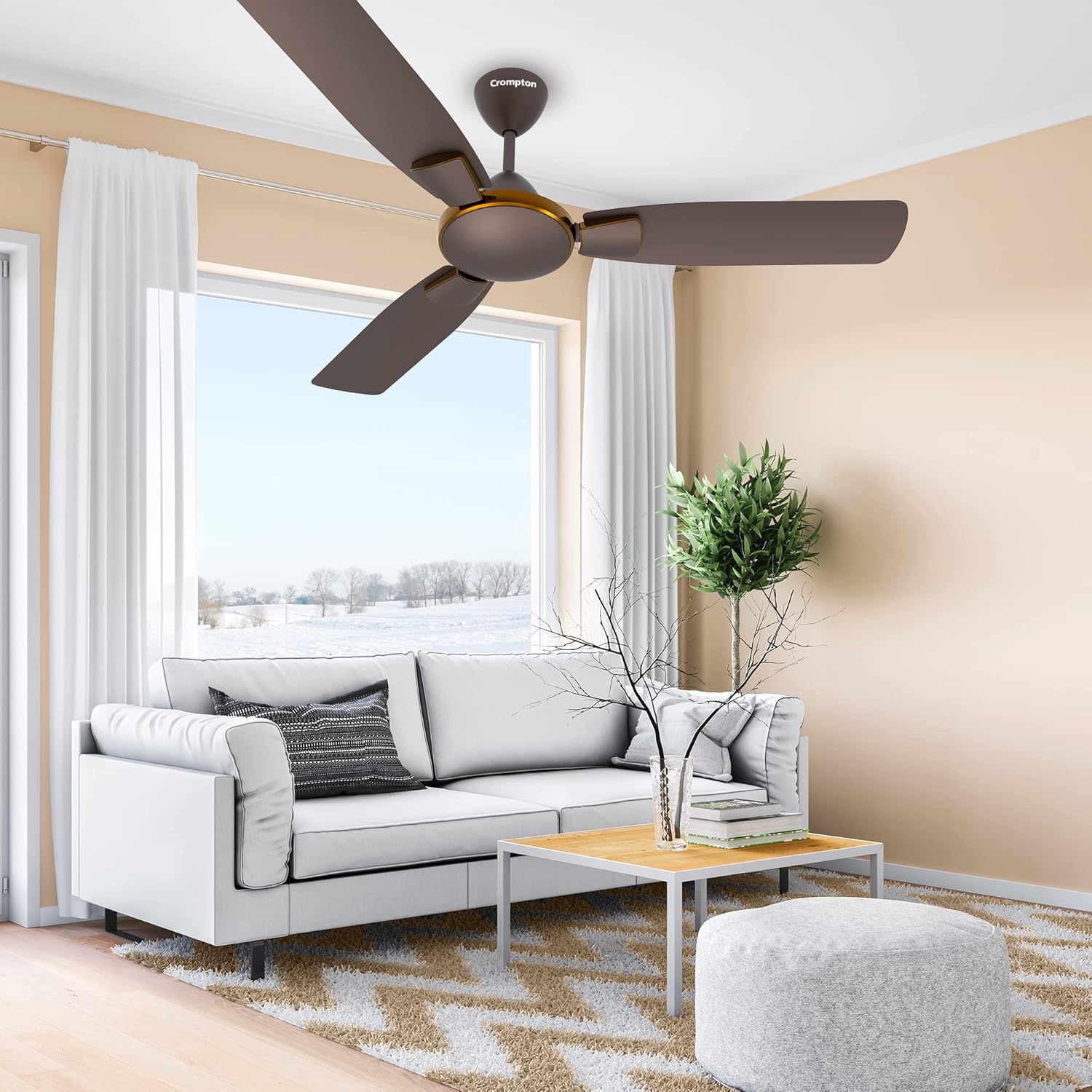 Crompton Highspeed Toro 1200 mm Designer Ceiling Fan | BEE Star Rated Energy Efficient | Anti-Dust | Active Power Technology | Upto 50% Less Heating | 2 Year Manufacturer Warranty | Magic Brown