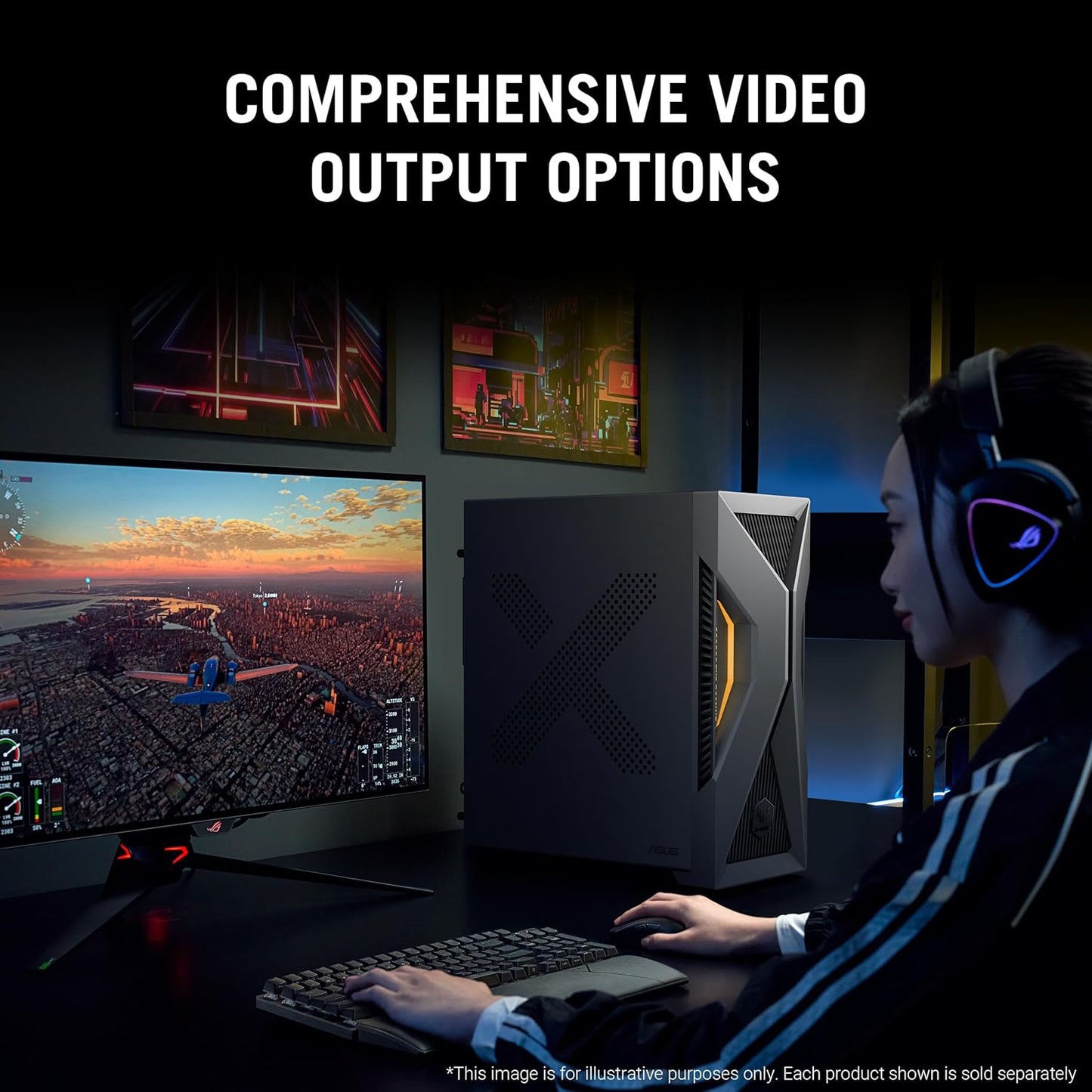 ASUS T500,13th Gen,Intel Core i5-13420H,Gaming Tower(RTX 3050-6GB/16GB RAM/1TB SSD/Windows 11/M365 Basic (1Year)*/Office Home 2024/with Gaming RGB Keyboard & Mouse(USB)/ Gray/5.9 Kg)T500MV-13420H022WS