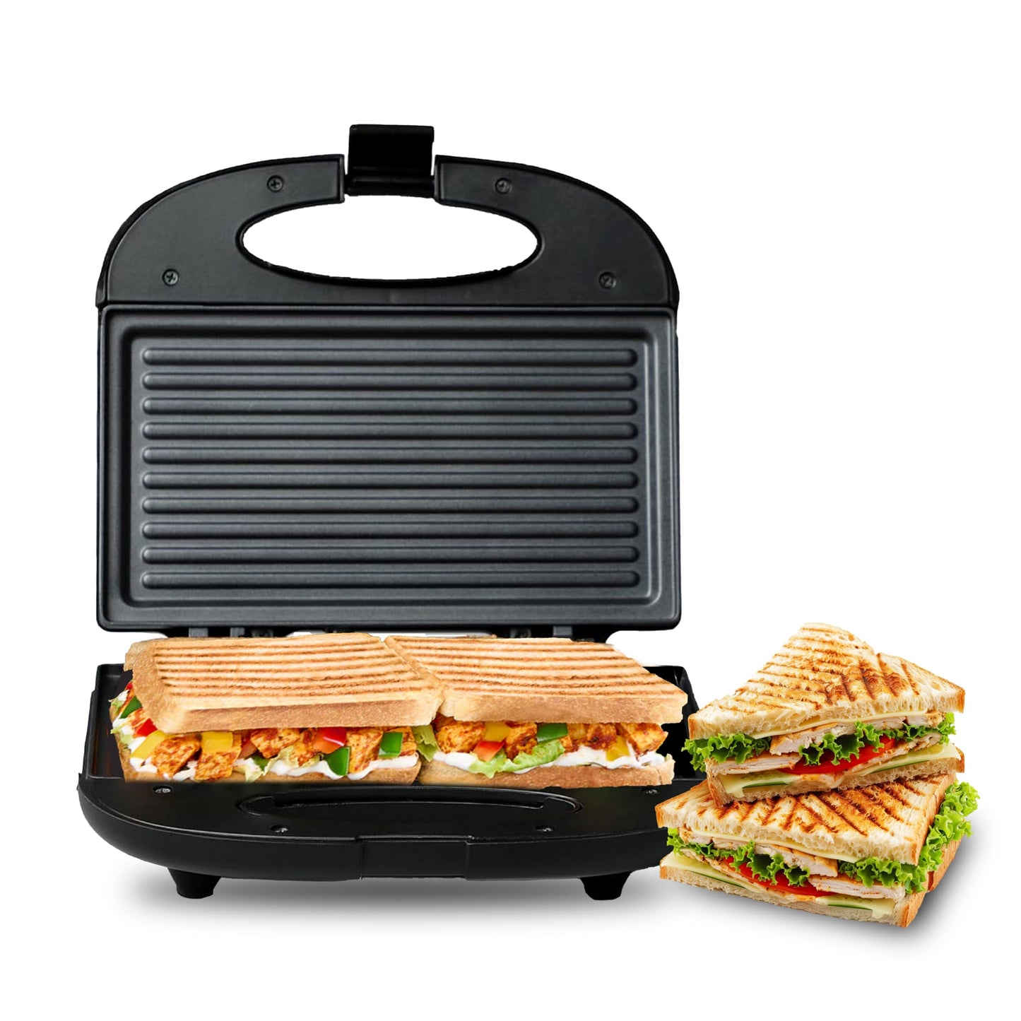 MILTON 850W Royal X 3 in 1 Electric Detachable Sandwich Maker, Bread Toaster, Panini Press Grill, Waffle Set with Removable Non-Stick Plates, Power Indicators | 1 Year Warranty, Black