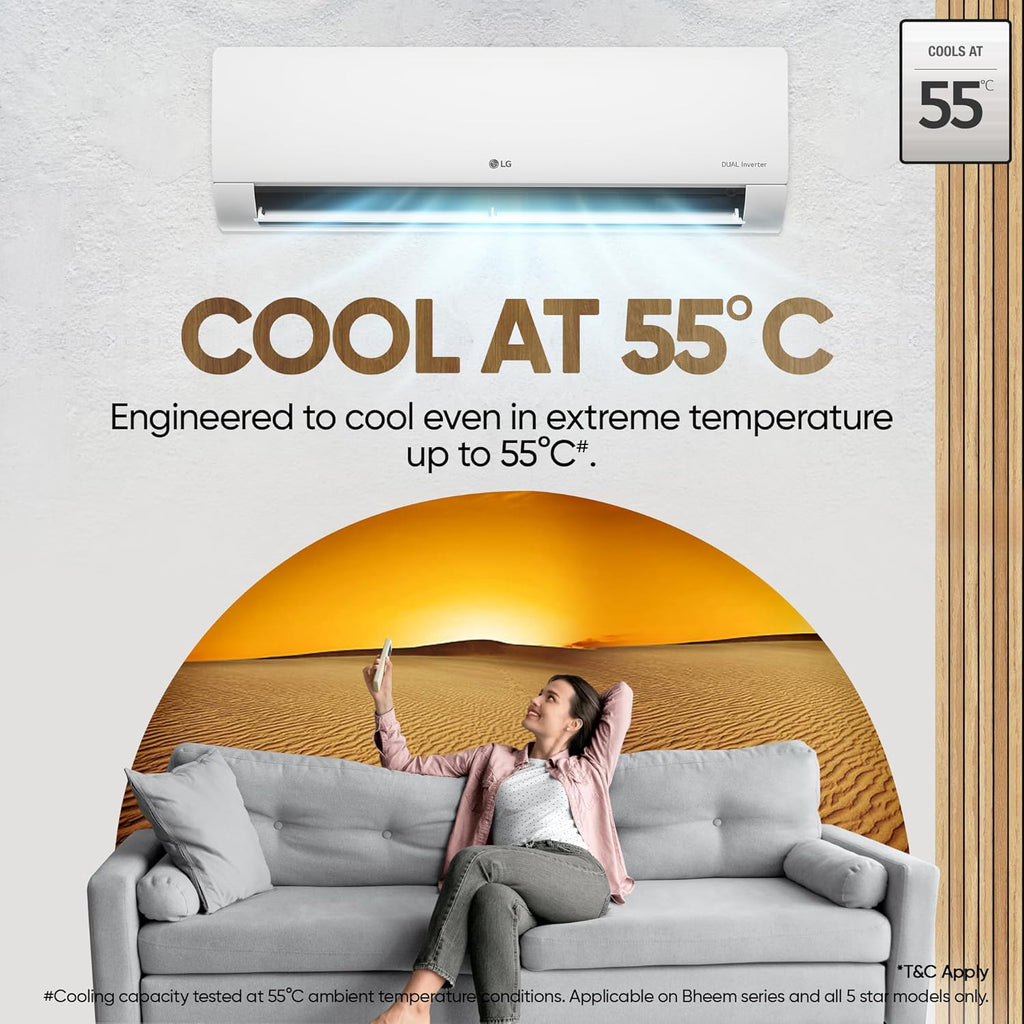 LG 1.5 Ton 5 Star DUAL Inverter Split AC (Copper, AI Convertible 6-in-1, VIRAAT Mode, Faster Cooling & Energy Saving, 4 Way Swing, HD Filter with Anti-Virus Protection, US-Q19YNZE, White)