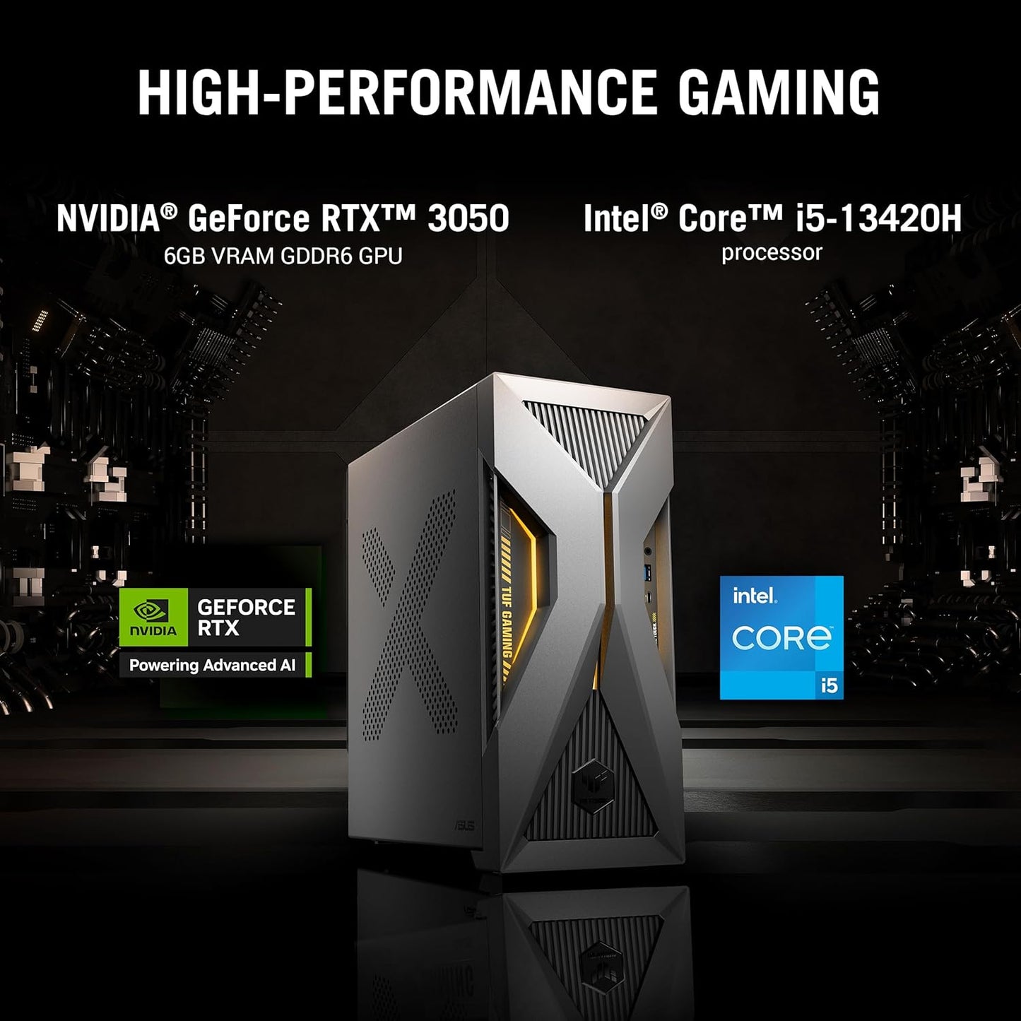 ASUS T500,13th Gen,Intel Core i5-13420H,Gaming Tower(RTX 3050-6GB/16GB RAM/1TB SSD/Windows 11/M365 Basic (1Year)*/Office Home 2024/with Gaming RGB Keyboard & Mouse(USB)/ Gray/5.9 Kg)T500MV-13420H022WS