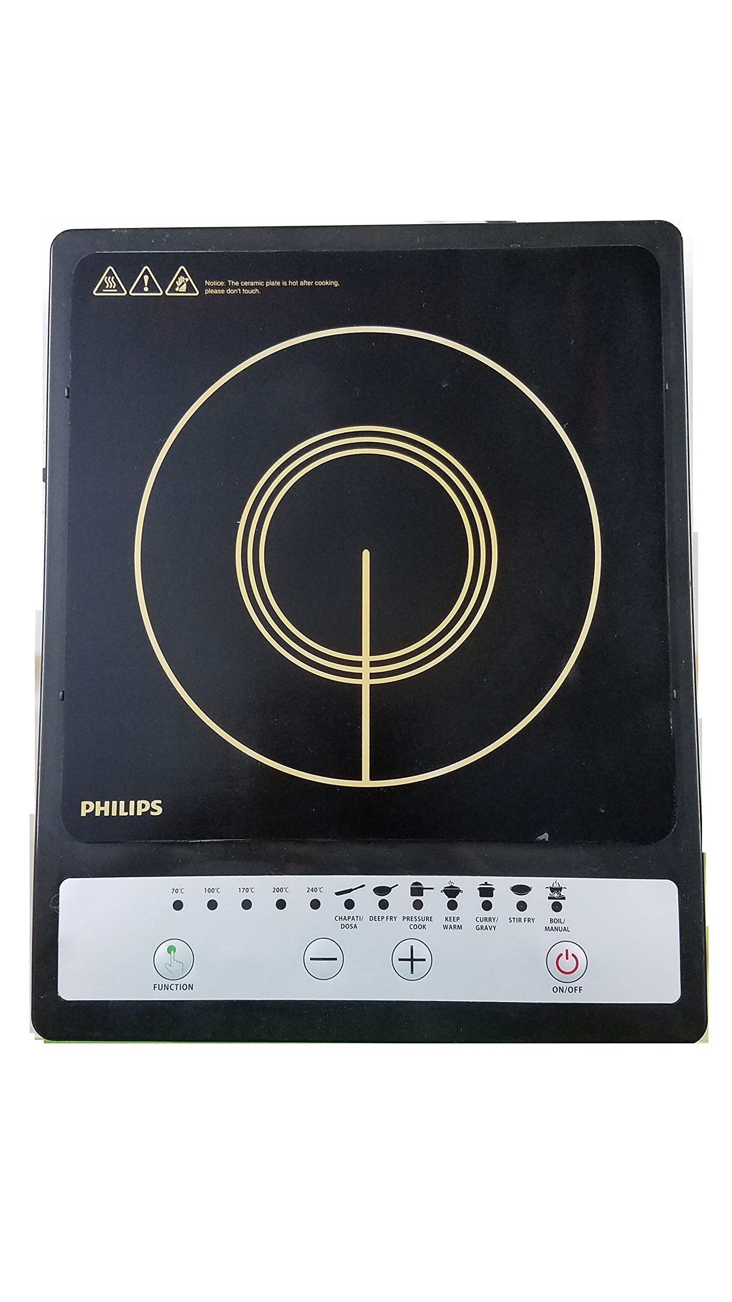 Philips HD4934/00 1300W Induction Cooktop with Triple MOV for 4kW surge protection with soft touch control | 7 Preset Menus | 3 Years warranty on Coil