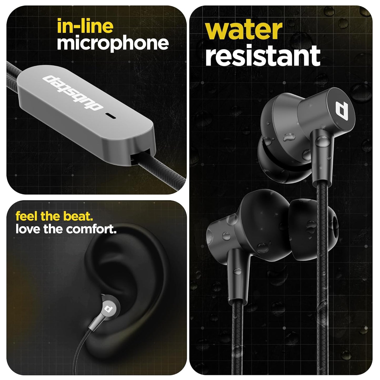 Dubstep Squad M7 with X-Bass Technology, 10mm Dynamic Drivers, Mobile/Laptop Compatible, 3.5 mm Audio Jack, in-Ear Wired Headphones with Mic - Grey