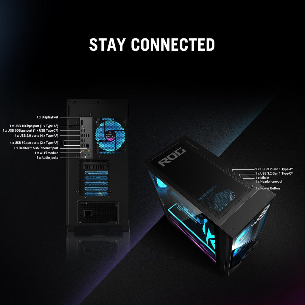 ASUS G700,Intel Core Ultra 9,Gaming Tower(GeForce RTX 5080-16GB/32GB RAM/2TB SSD/Windows 11/M365 Basic (1Year)*/Office Home 2024/with Gaming RGB Keyboard & RGB Mouse(USB)/Black/18Kg)G700TF-09285K047WS
