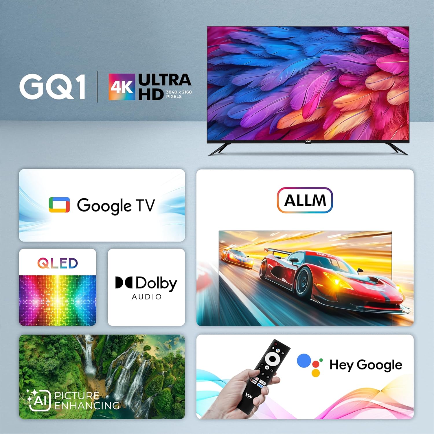 VW 215 cm (85 inches) Pro Series 4K Ultra HD Smart QLED Google TV VW85GQ1