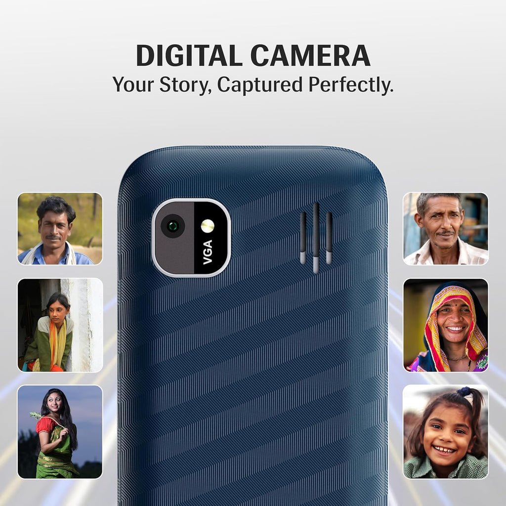 Lava Gem 2025 Dual Sim Keypad Phone (2.8" Display, Camera & Flash) | 2575mAh Smart AI Powerful Battery | Wireless FM & Recording | Stereo Speakers | Call Recording (Blue Chrome)