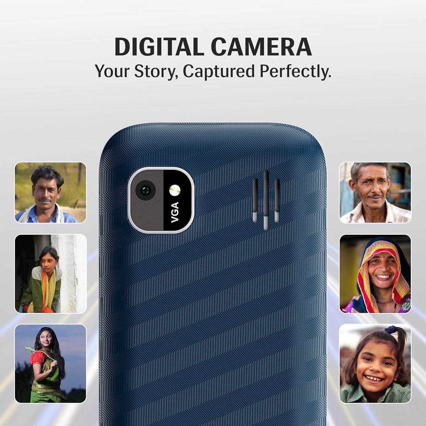 Lava Gem 2025 Dual Sim Keypad Phone (2.8" Display, Camera & Flash) | 2575mAh Smart AI Powerful Battery | Wireless FM & Recording | Stereo Speakers | Call Recording (Blue Chrome)