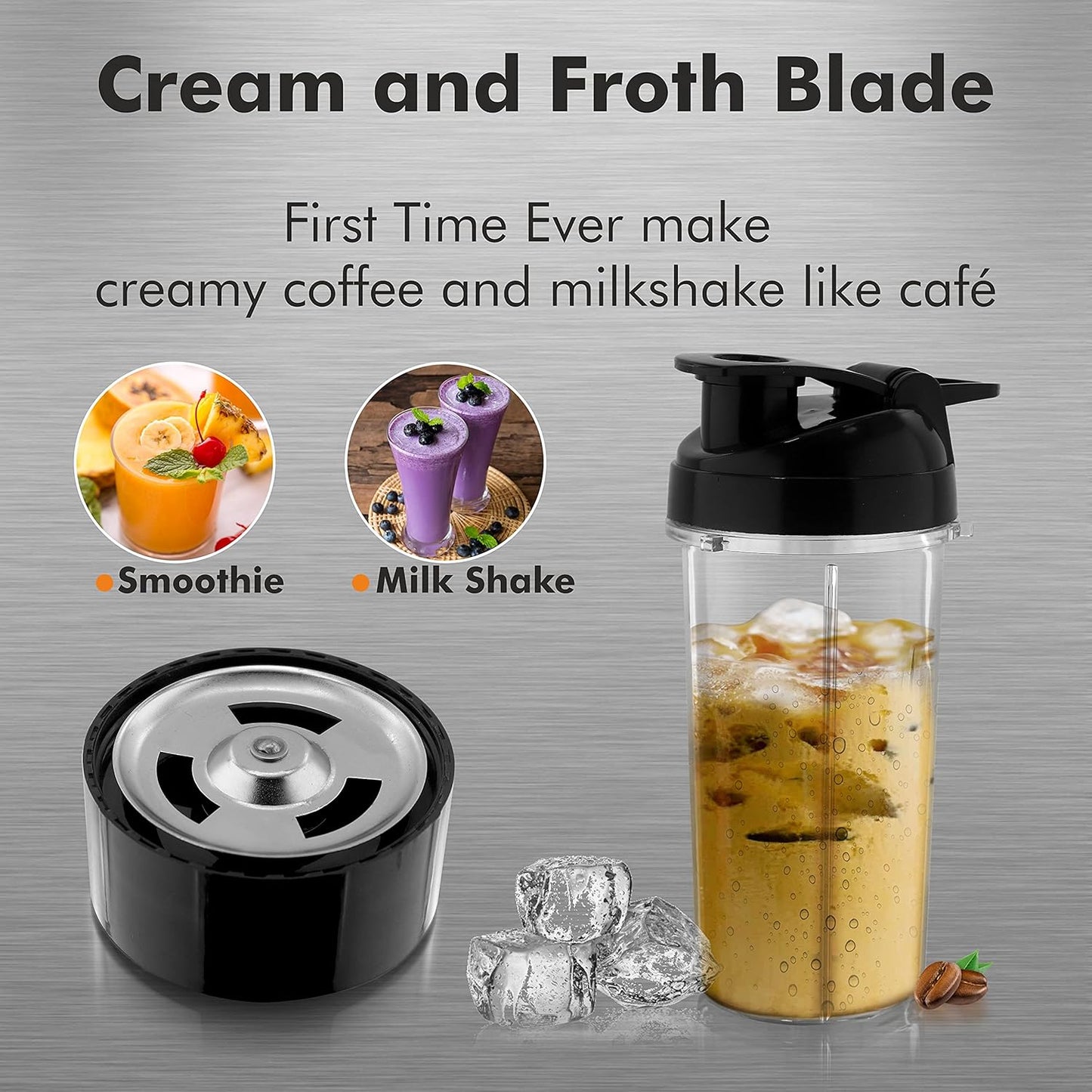 Cookwell Bullet Mixer Grinder (5 Jars, 3 Blades, Silver) - Copper, 600 Watts - 2 Year Warranty