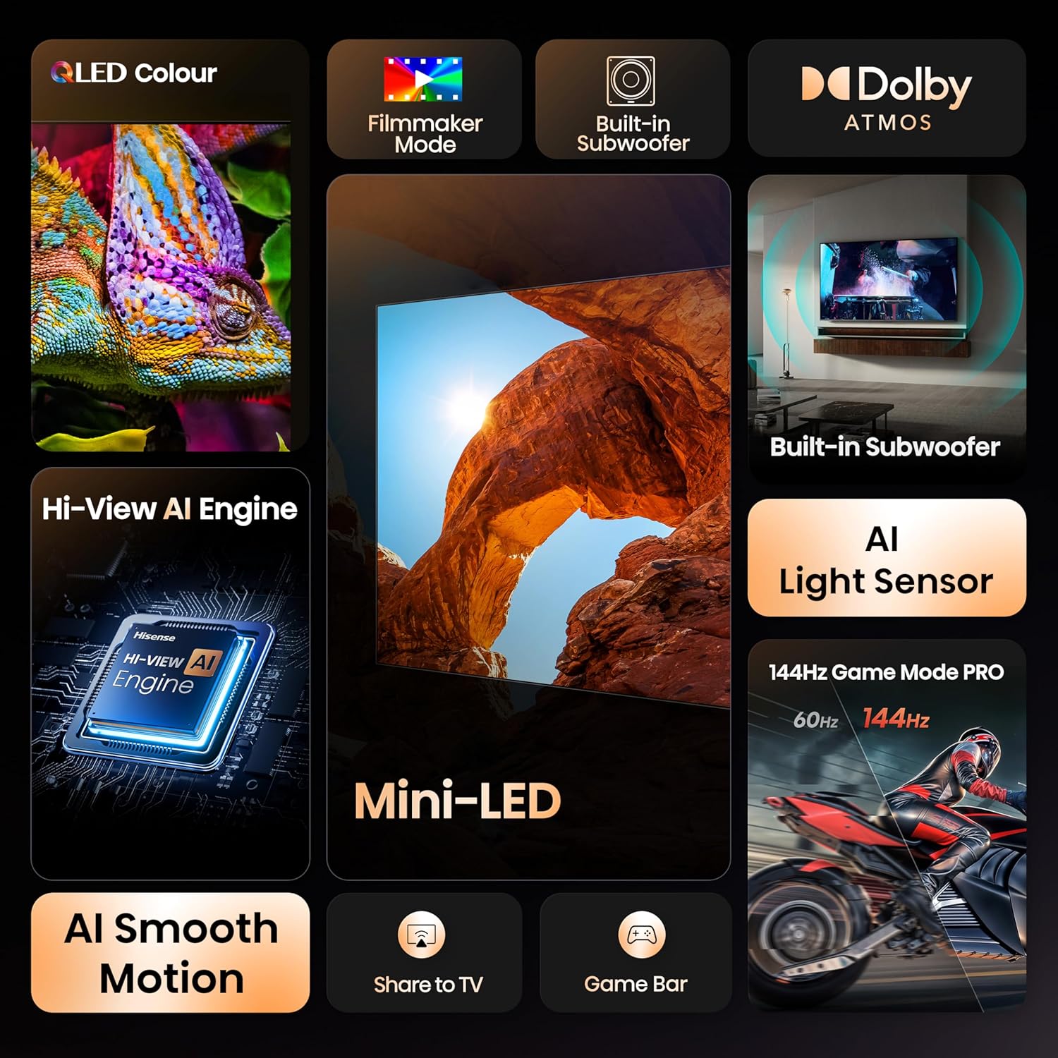 Hisense 164 cm (65 inches) U7Q Series 4K Ultra HD Smart QLED Mini LED TV 65U7Q (Black)