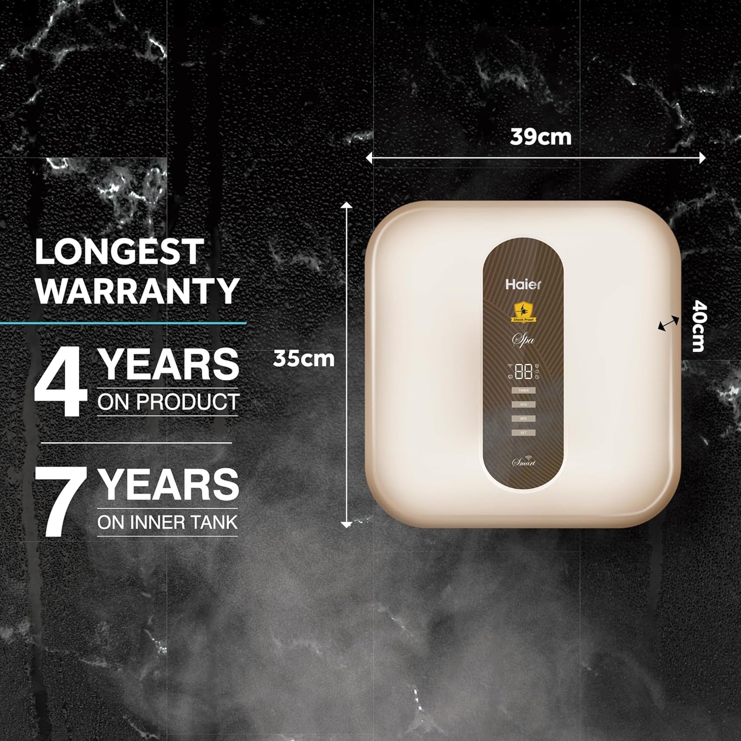 Haier SD WIFI Water Geyser 15 Ltr 5 Star Rating Water Heater 15 Litre with Pipe| Free Installation| Shock Proof| BPS| Haier Smart APP| 7-Yr Tank Warranty| 11 Safety Levels