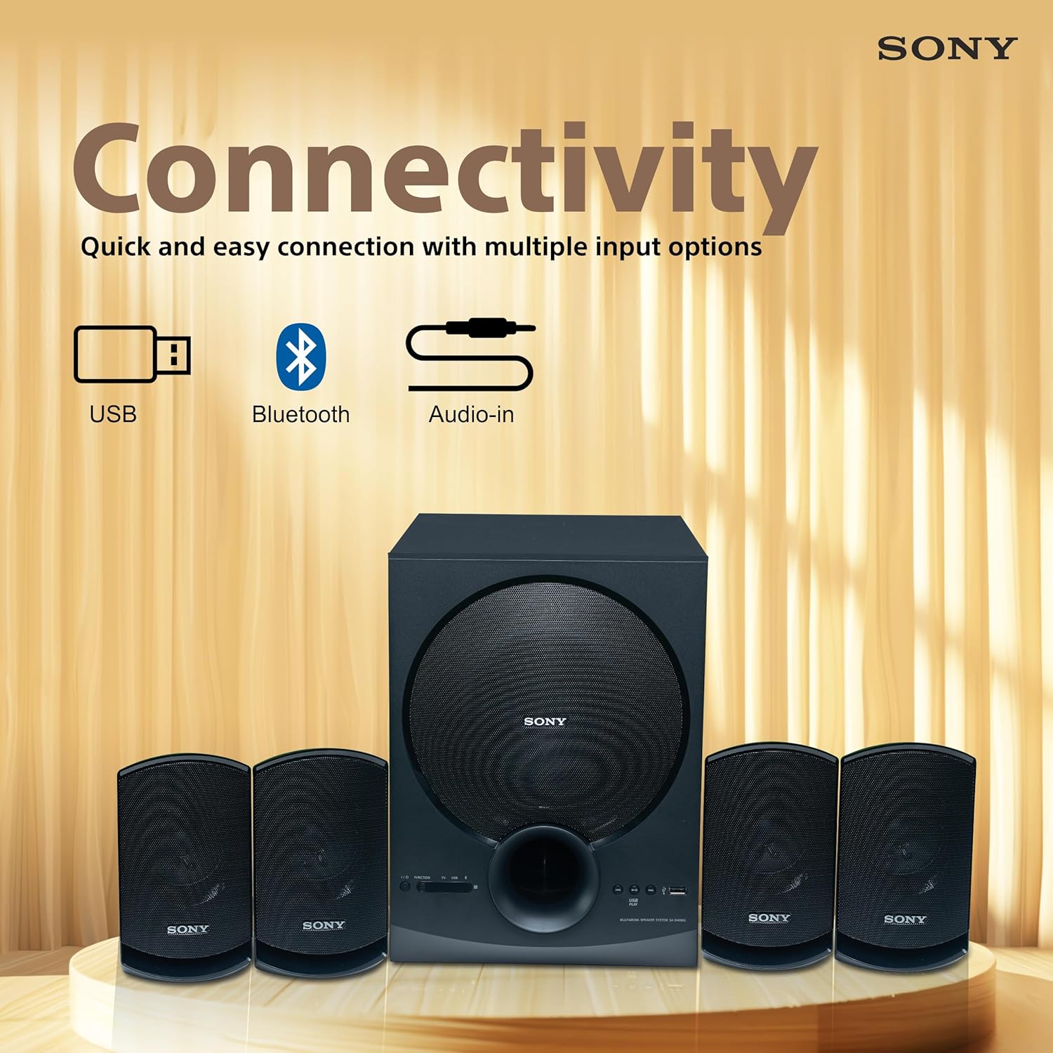 Sony SA-D40M2 All in One 4.1ch Home Theatre System with 100W Power Output and Powerful Subwoofer – Black