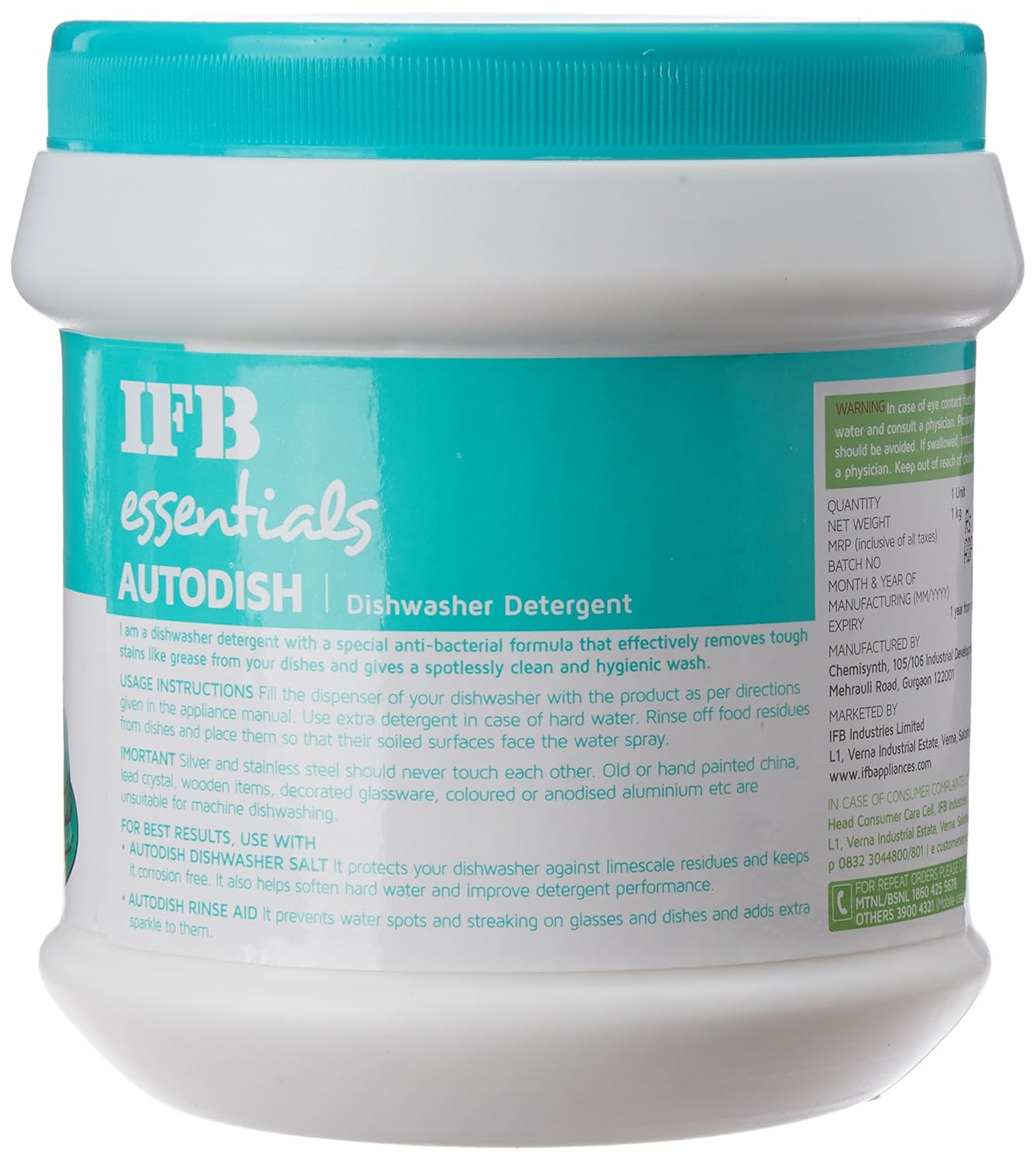 IFB Essentials Autodish Automatic Dishwasher powder Detergent - 1 Kg,Pack of 1