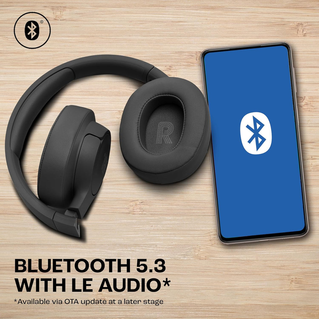 JBL Tune 770NC Wireless Over Ear ANC Headphones with Mic, Upto 70 Hrs Battery, Speed Charge : 5 min Charge Gives up to 3H of Playback, Google Fast Pair, Dual Pairing, BT 5.3 (Black)