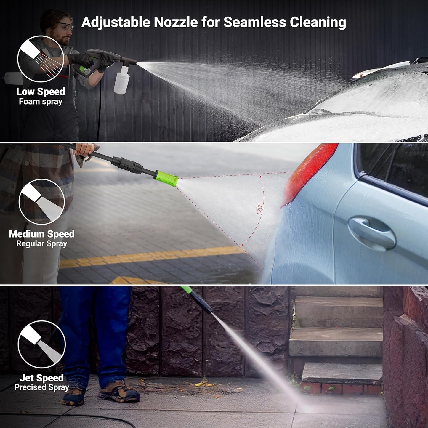 DYLECT Ultra Flow Plus High Pressure Car Washer Pump, 1900 Watts Power Motor, 130 Bars Pressure, 6.5L/Min Flow Rate, 5m Outlet Hose, Upright Design for Bike, Home Cleaning, Includes 11 Accessories