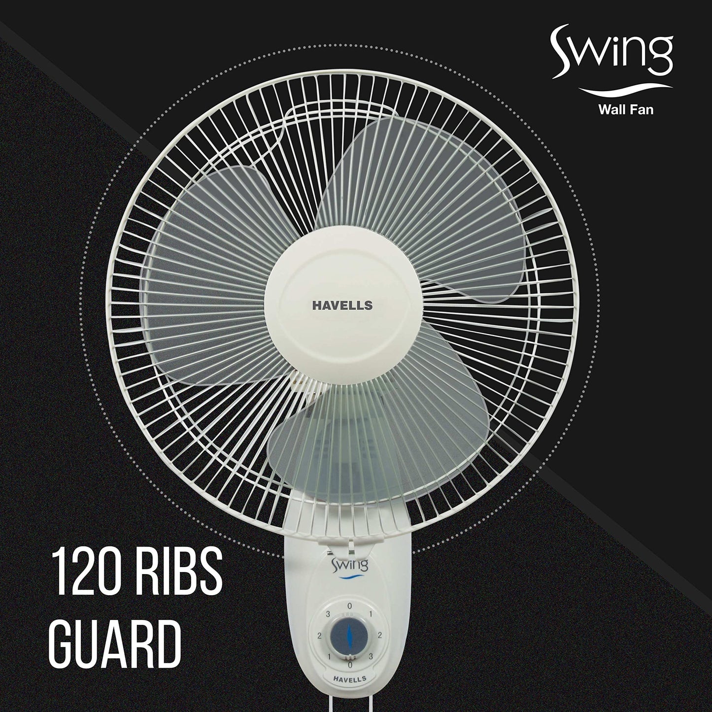 Havells Swing 300mm Wall Mounted Fan | High-Performance, Wall Fan for Kitchen & Home, Smooth Oscillation, 100% Copper Motor | 3-Speed Control, 2-Year Warranty | (Pack of 1, Off White)